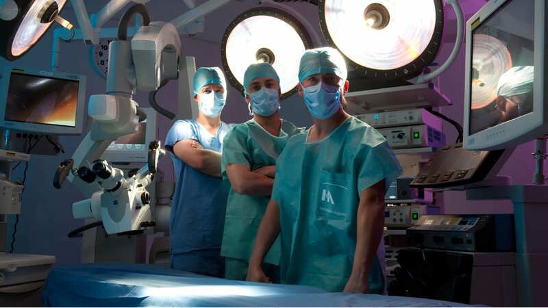 Surgeons in Operating Room — Blue, Clinical, Photograph