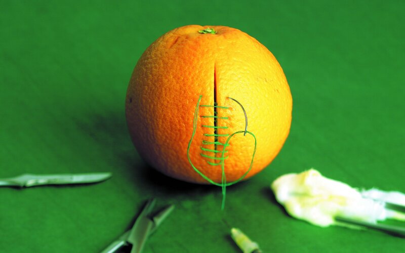 surgical orange with medical tools