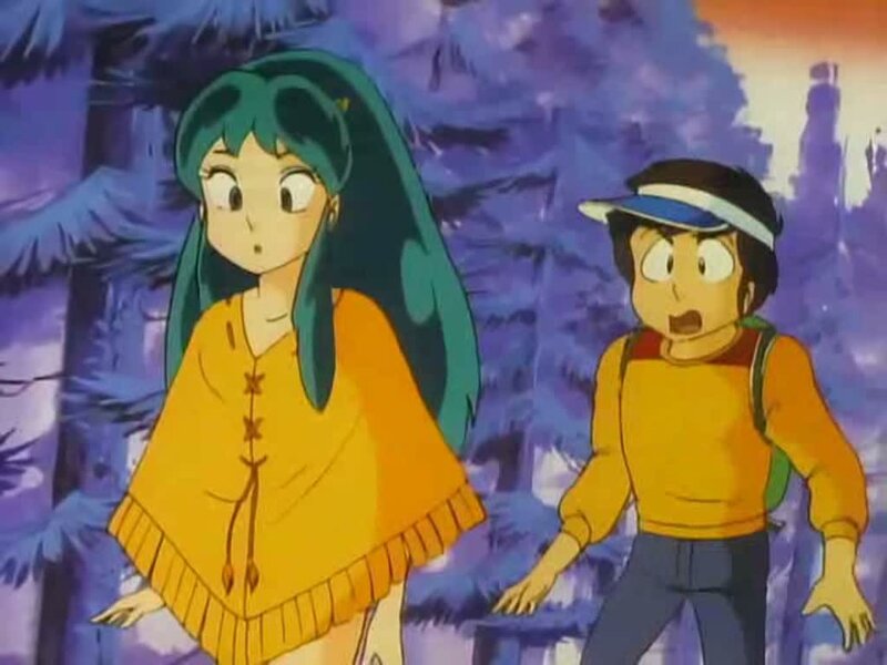 Surprised anime characters in forest