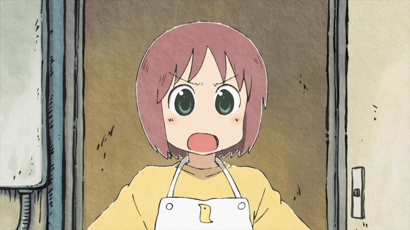 surprised anime girl in apron