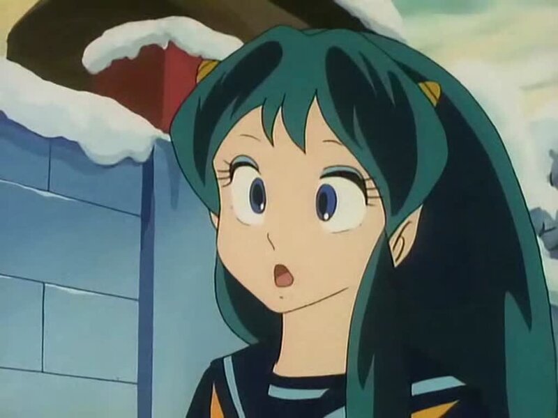 surprised anime girl in snow