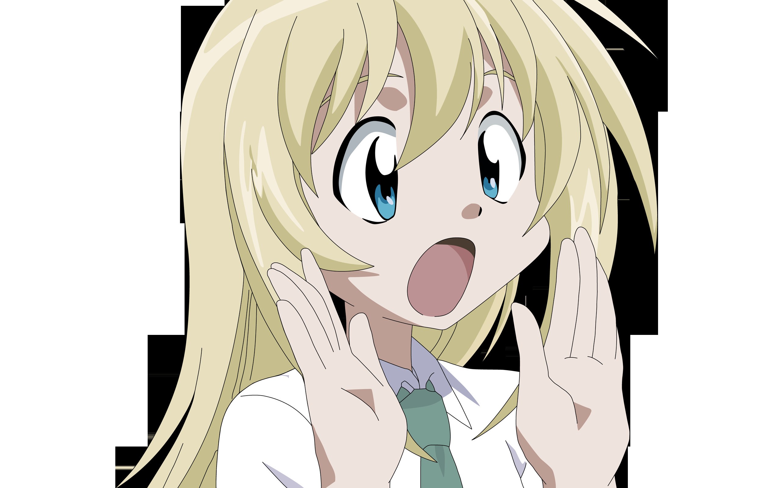surprised blonde anime girl