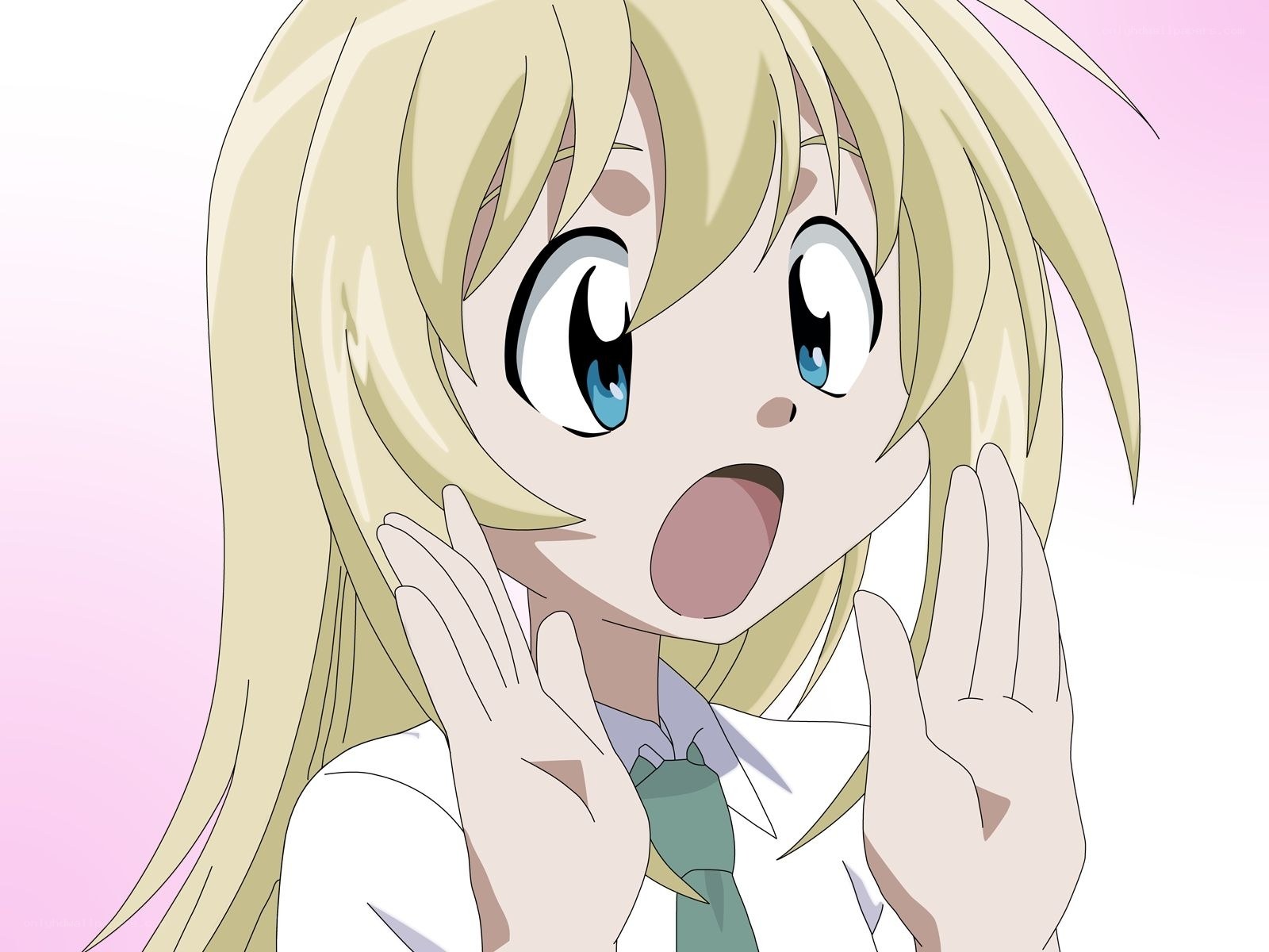 surprised blonde anime girl