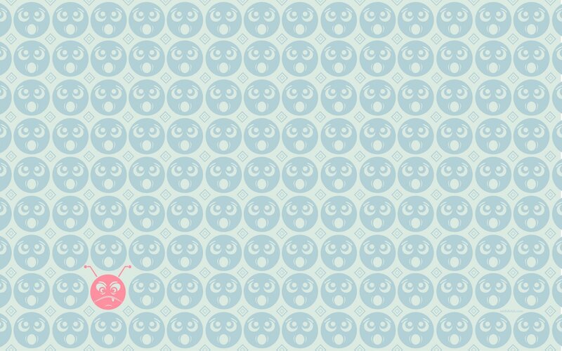 surprised face pattern with one angry bug