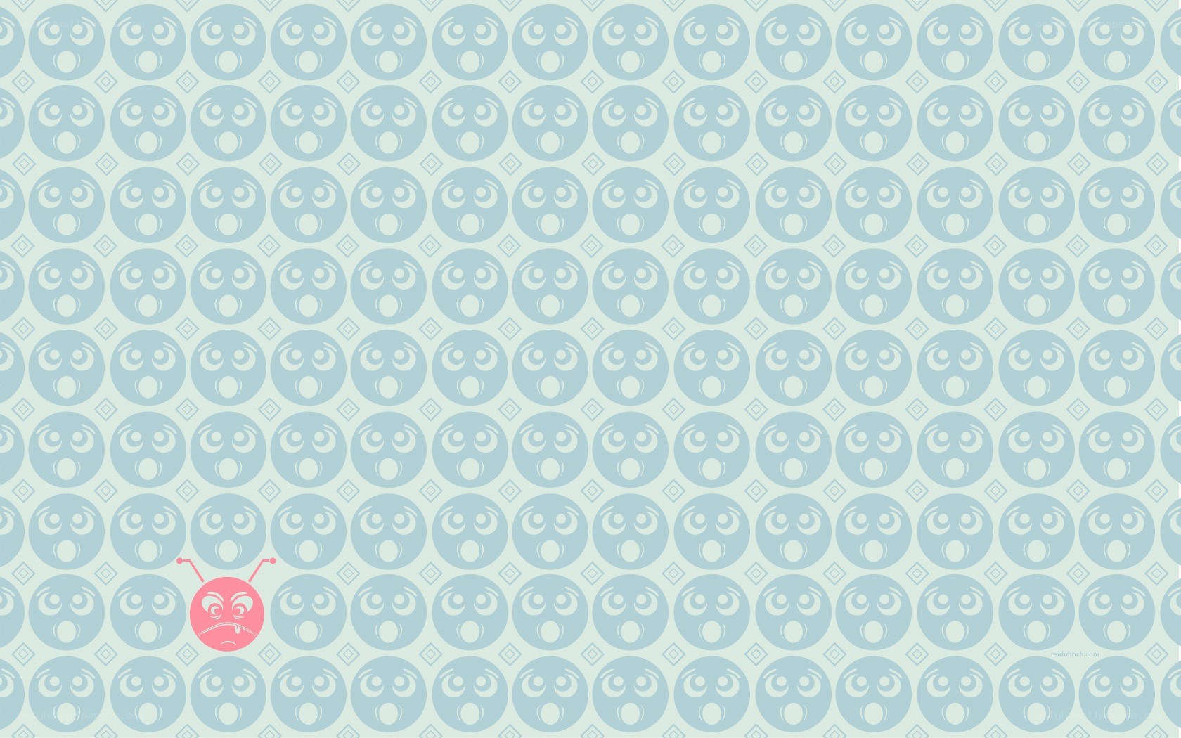 surprised face pattern with one angry bug