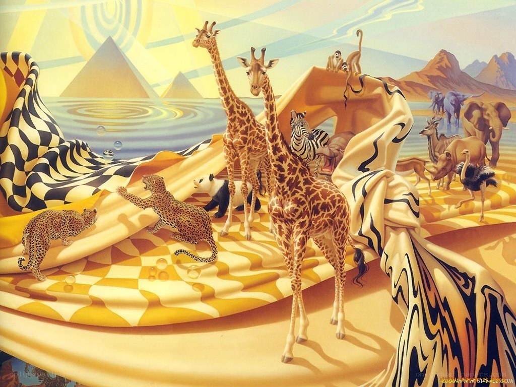 Surreal animal gathering