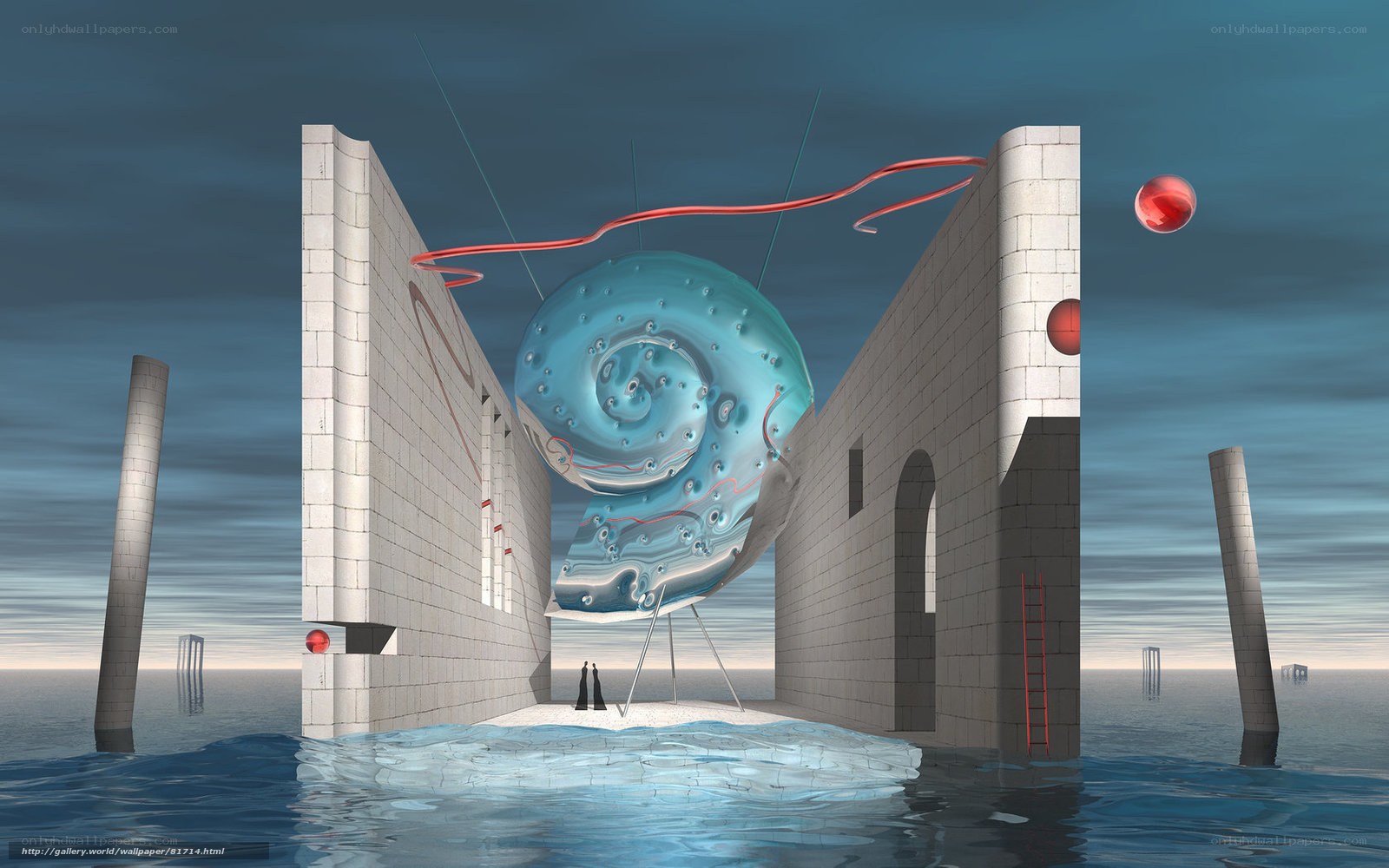 Surreal architecture with giant snail