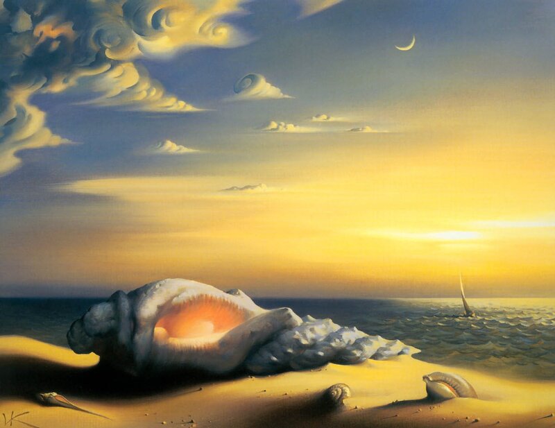 Surreal beach at sunset