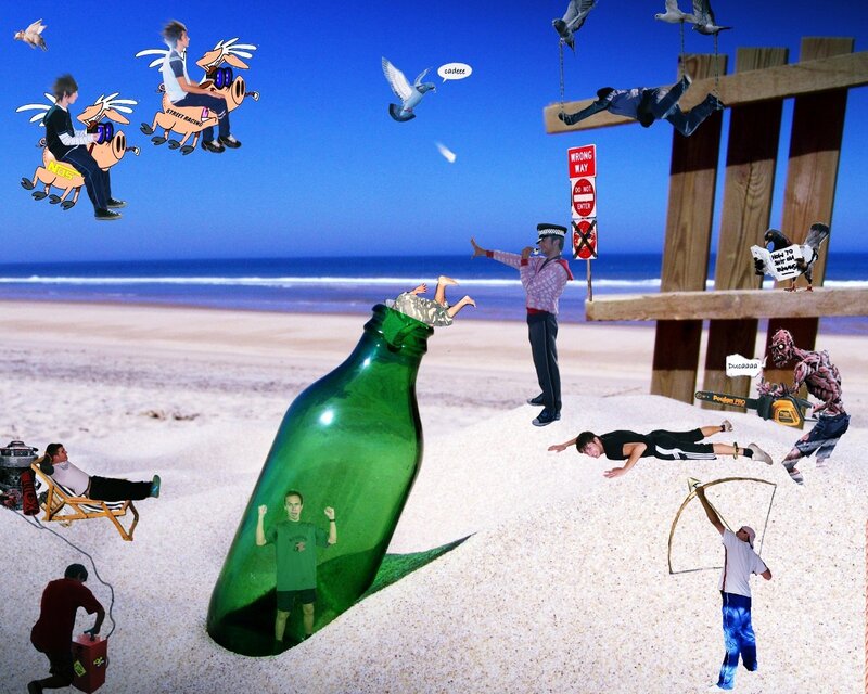 surreal beach collage