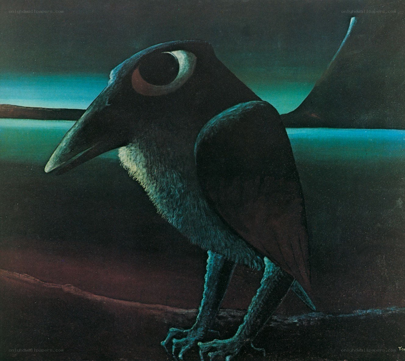 Surreal bird in twilight