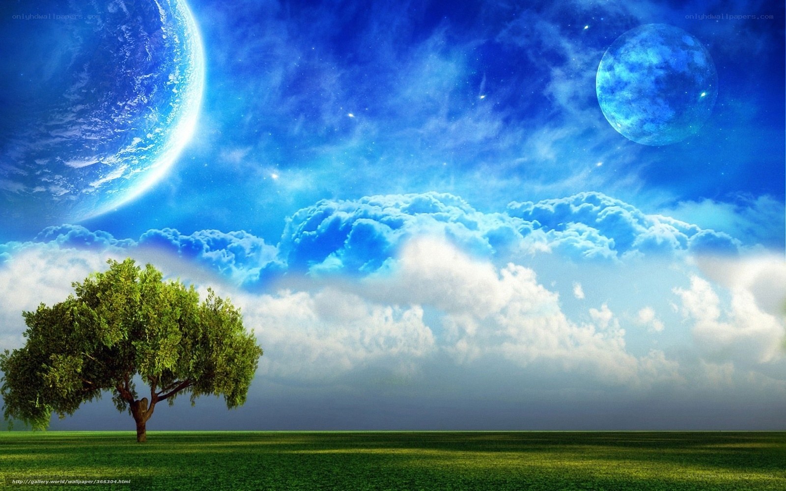 Surreal blue sky landscape