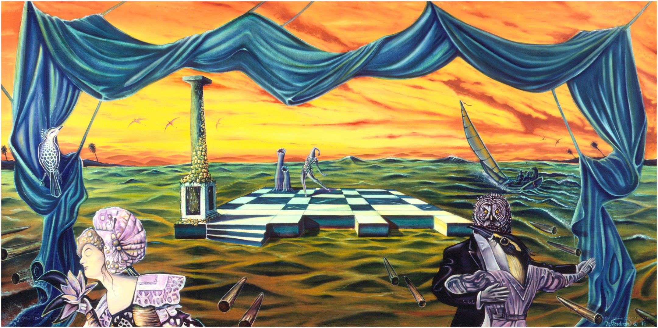 Surreal chess game on sea