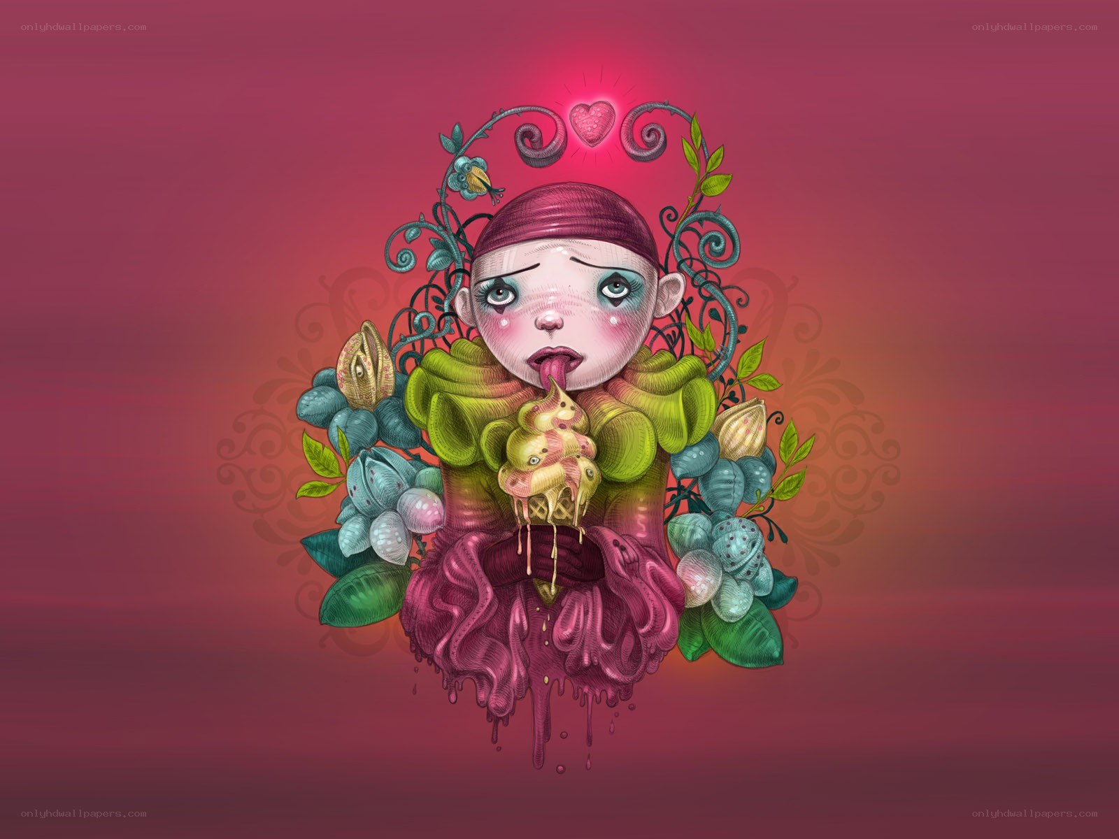 surreal child with ice cream