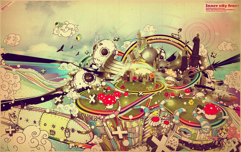 Surreal cityscape collage