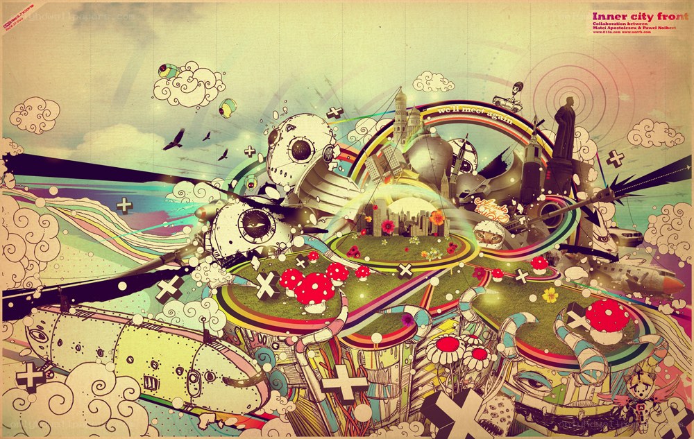 Surreal cityscape collage