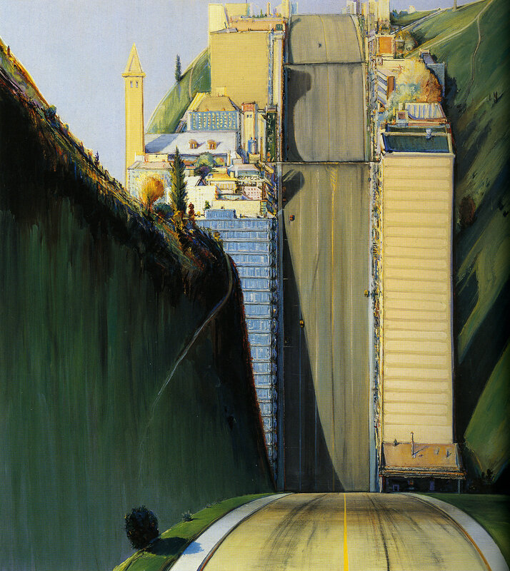 Surreal cityscape painting