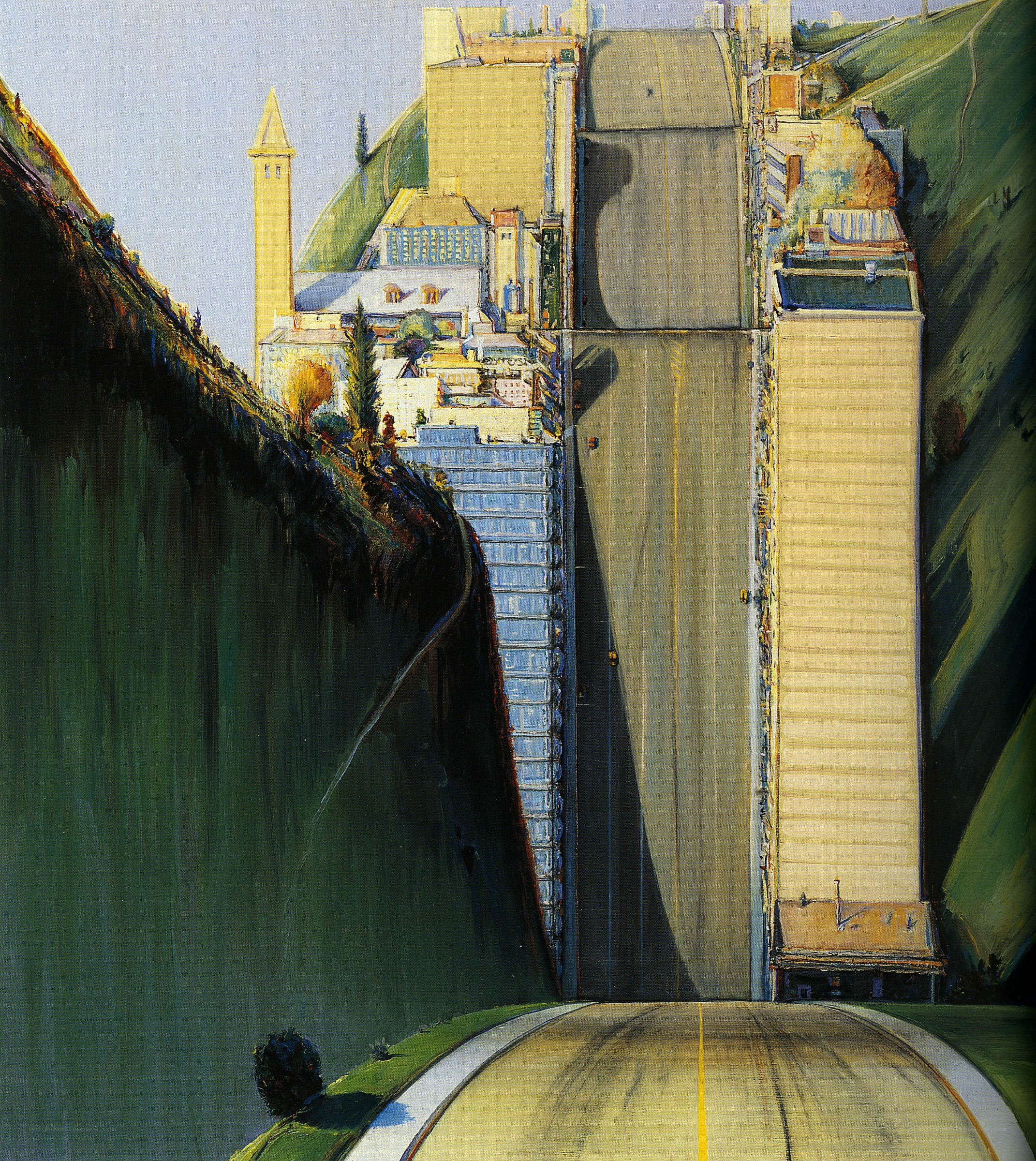 Surreal cityscape painting