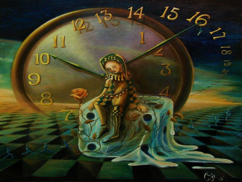 Surreal clock and child