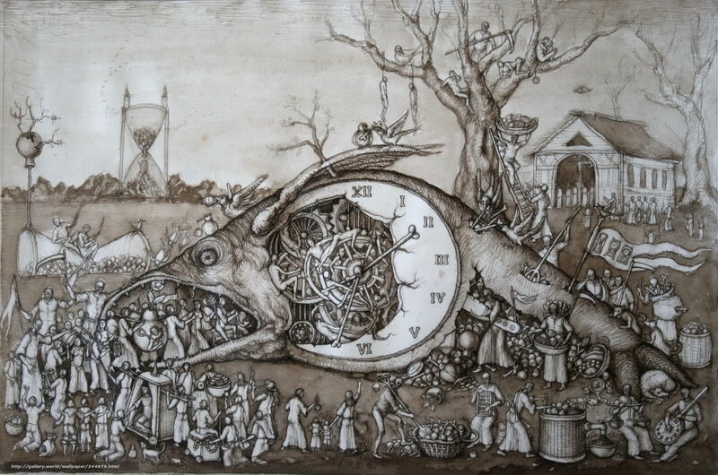 Surreal clock and time scene