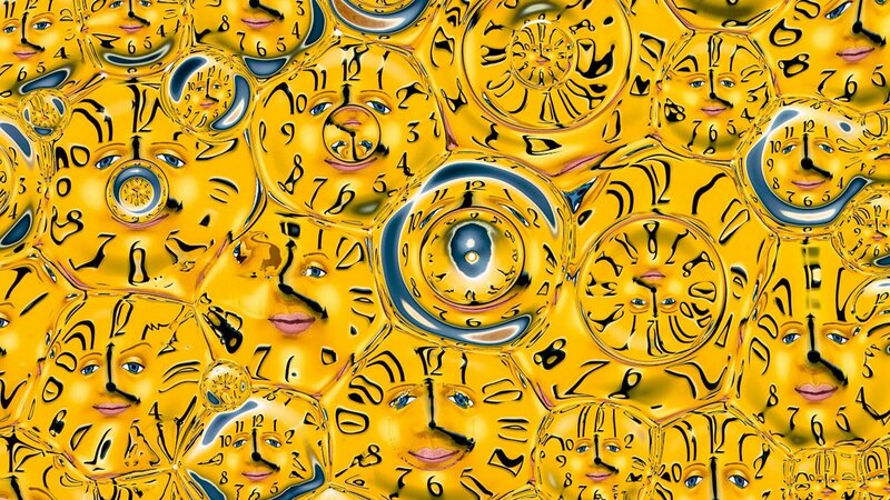 surreal clock faces collage