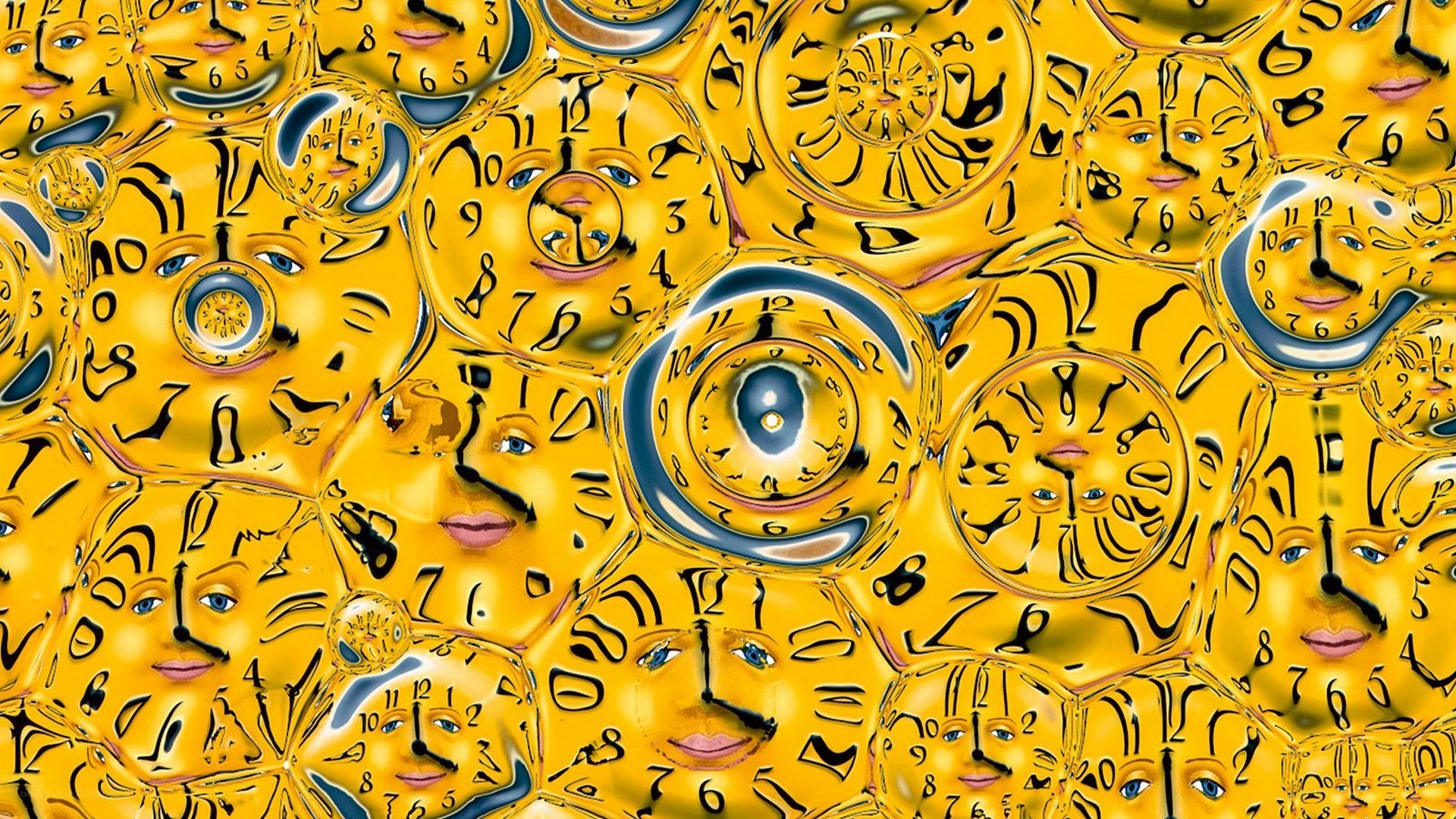 surreal clock faces collage