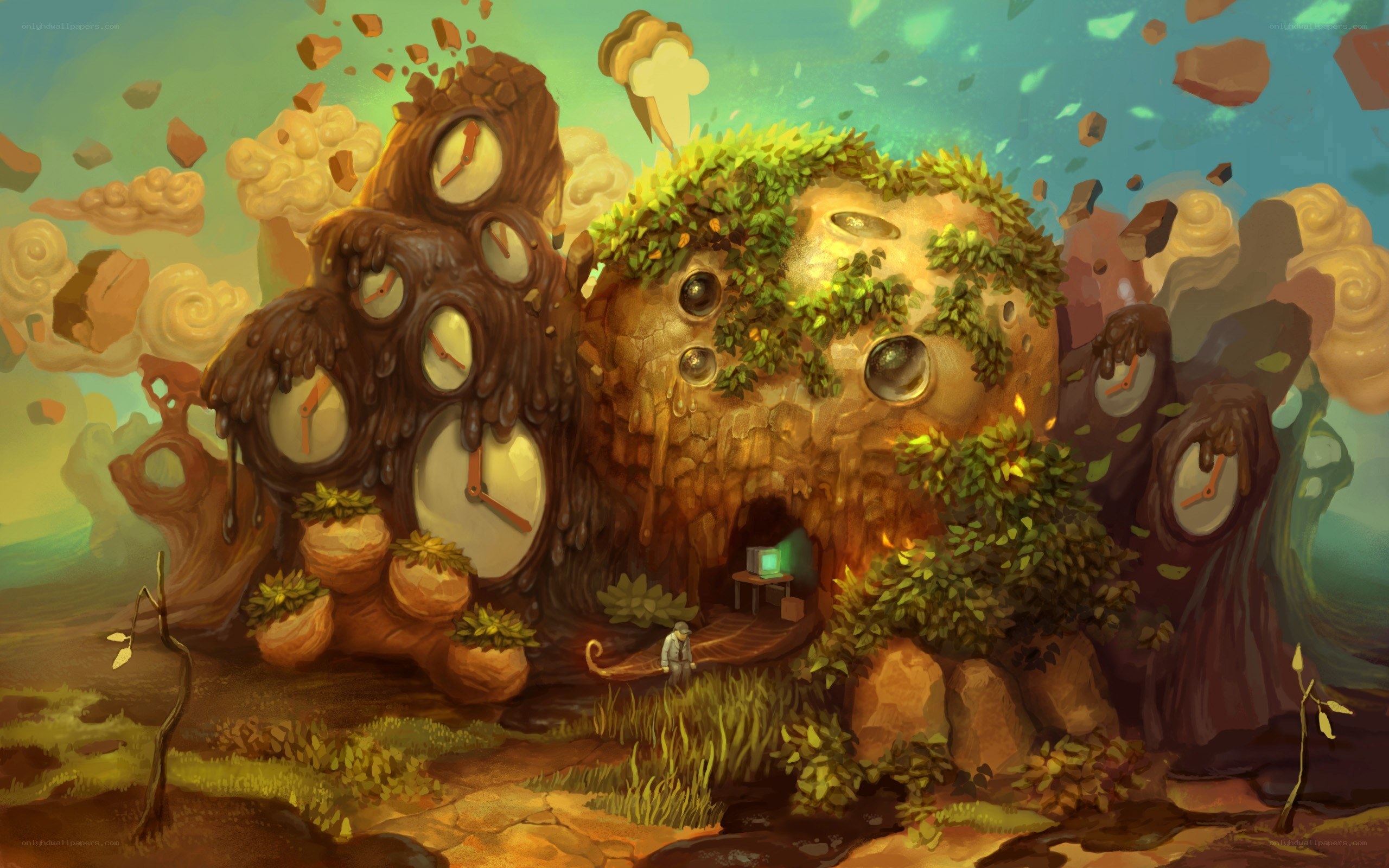 surreal clockwork landscape