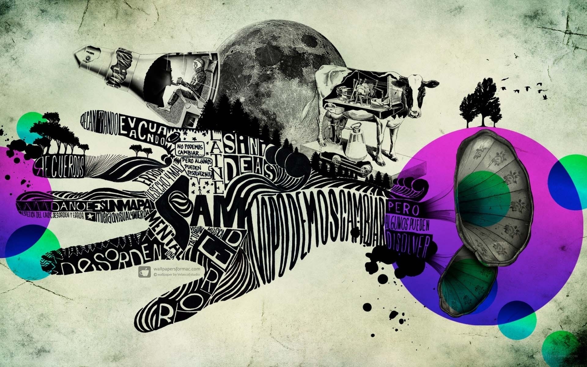 surreal collage with text art