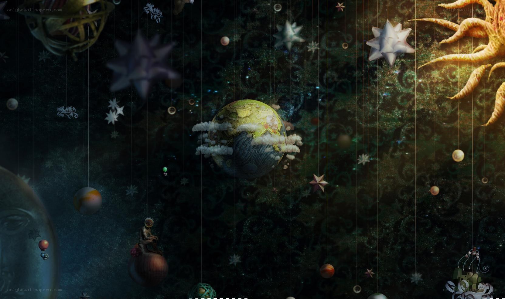 surreal cosmic scene with planets