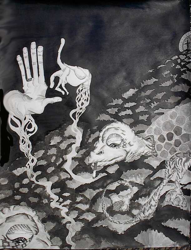 Surreal creature with hands