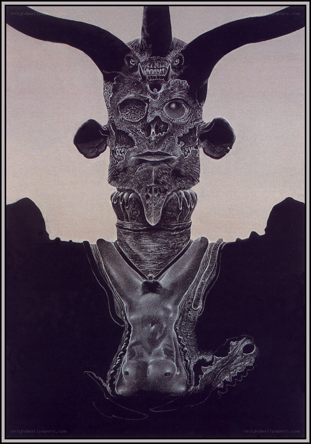 Surreal demonic figure