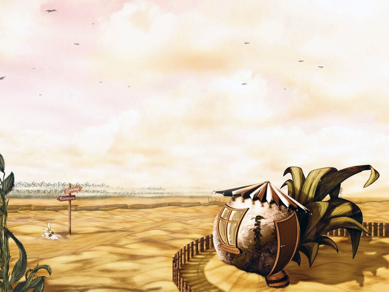 Surreal desert pineapple house