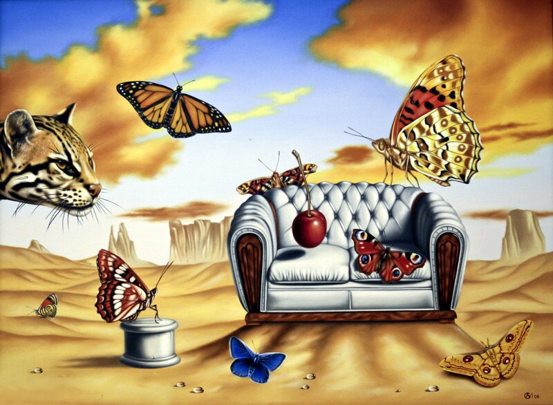 Surreal Desert Scene — Yellow