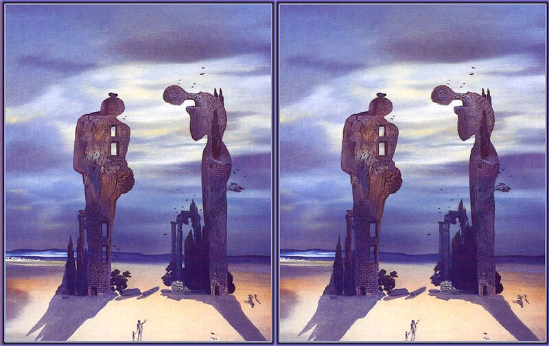 Surreal desert statues