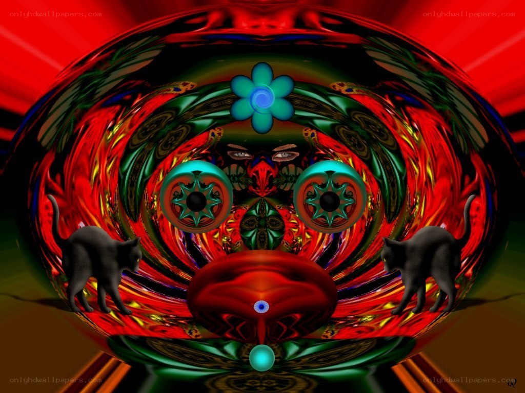 surreal digital art with cats