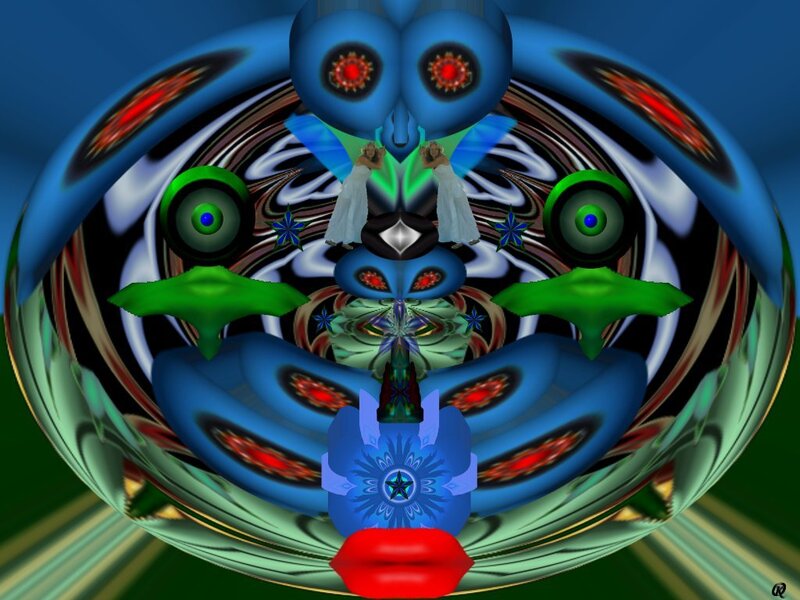surreal digital art with faces