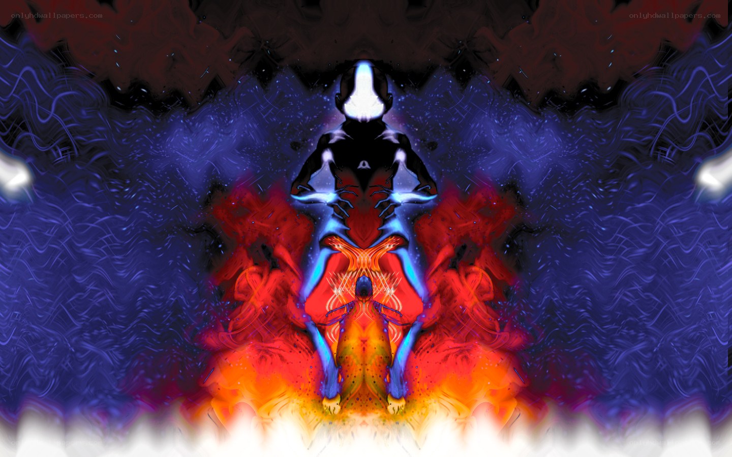 surreal digital art with glowing figure