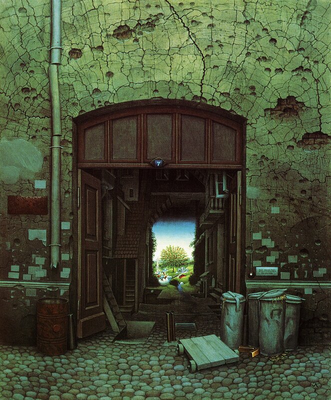 Surreal doorway to paradise