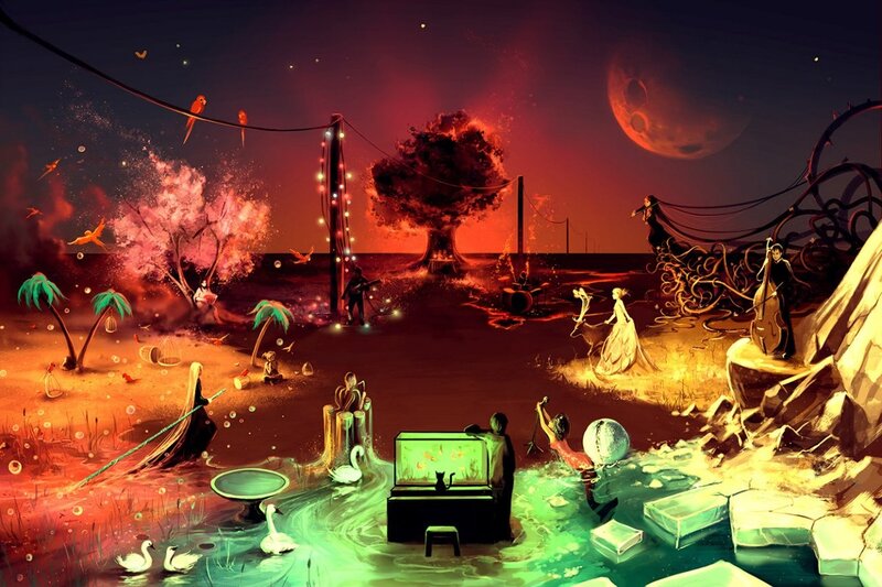 Surreal Dream Landscape — Red