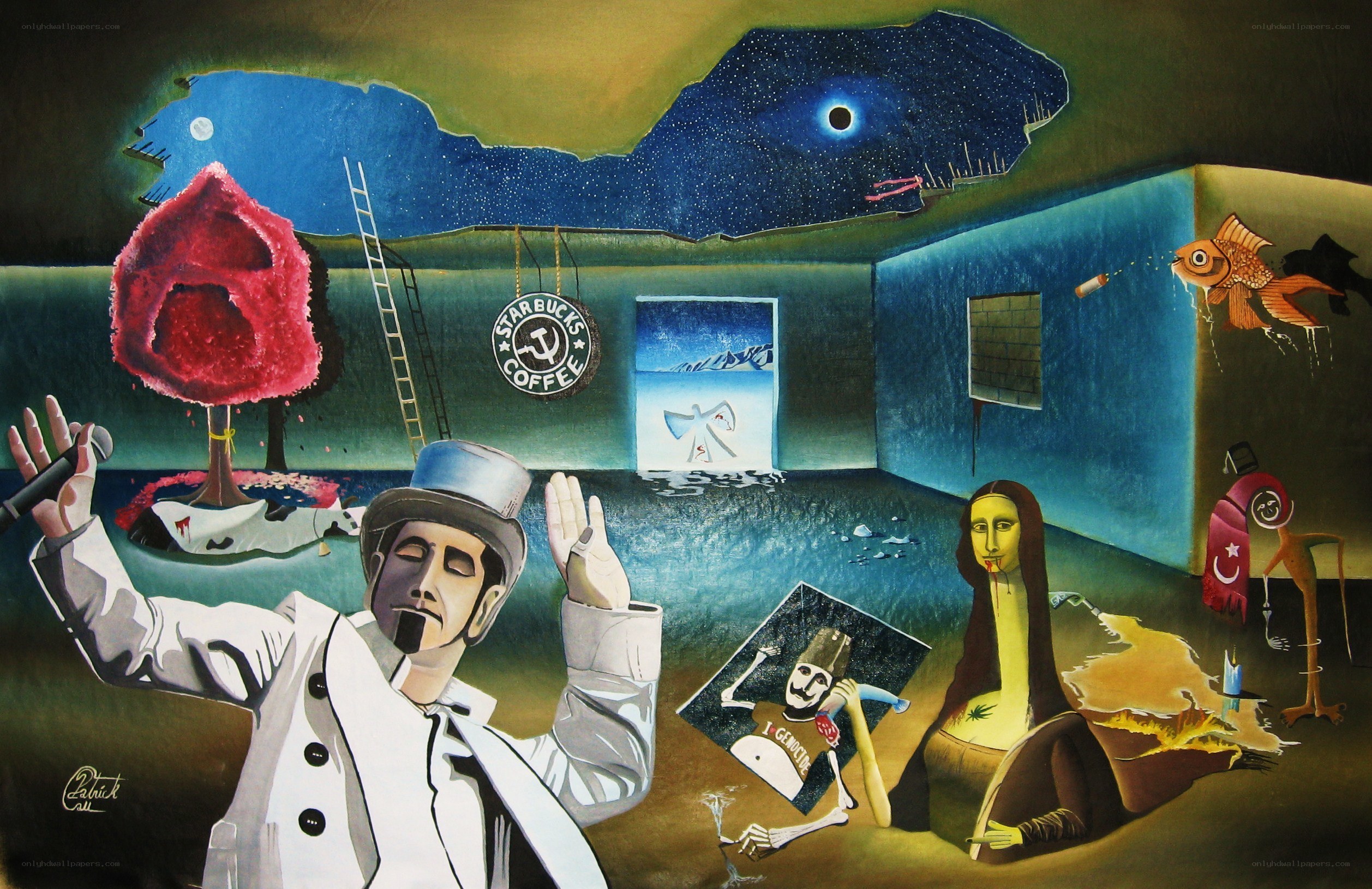Surreal dreamlike scene with figures