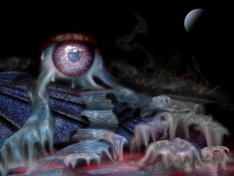 Surreal eye with tentacles