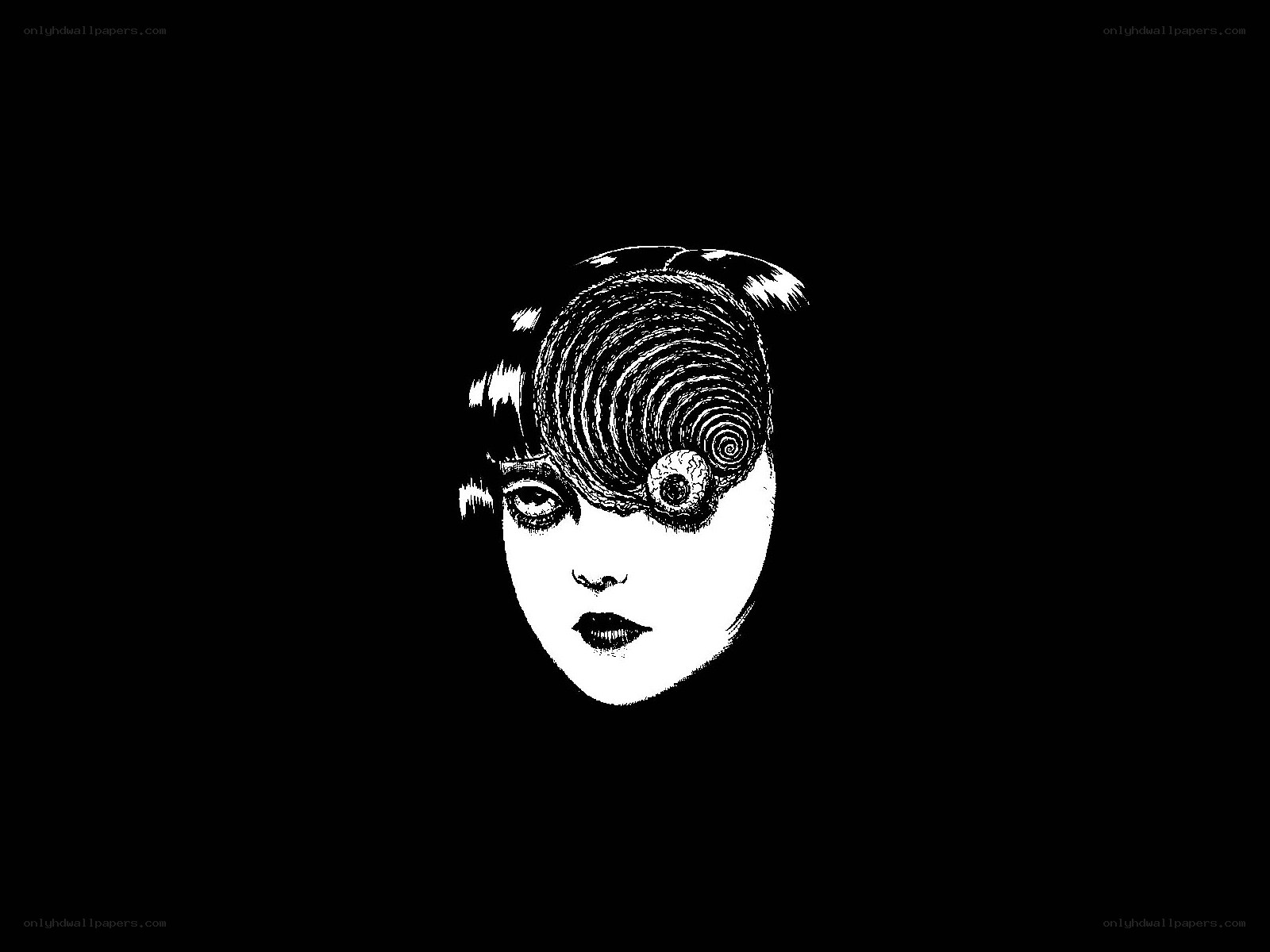 surreal face with spiral eye