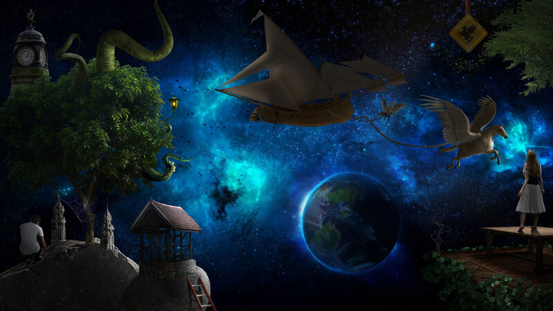 Surreal Fantasy Landscape — Blue