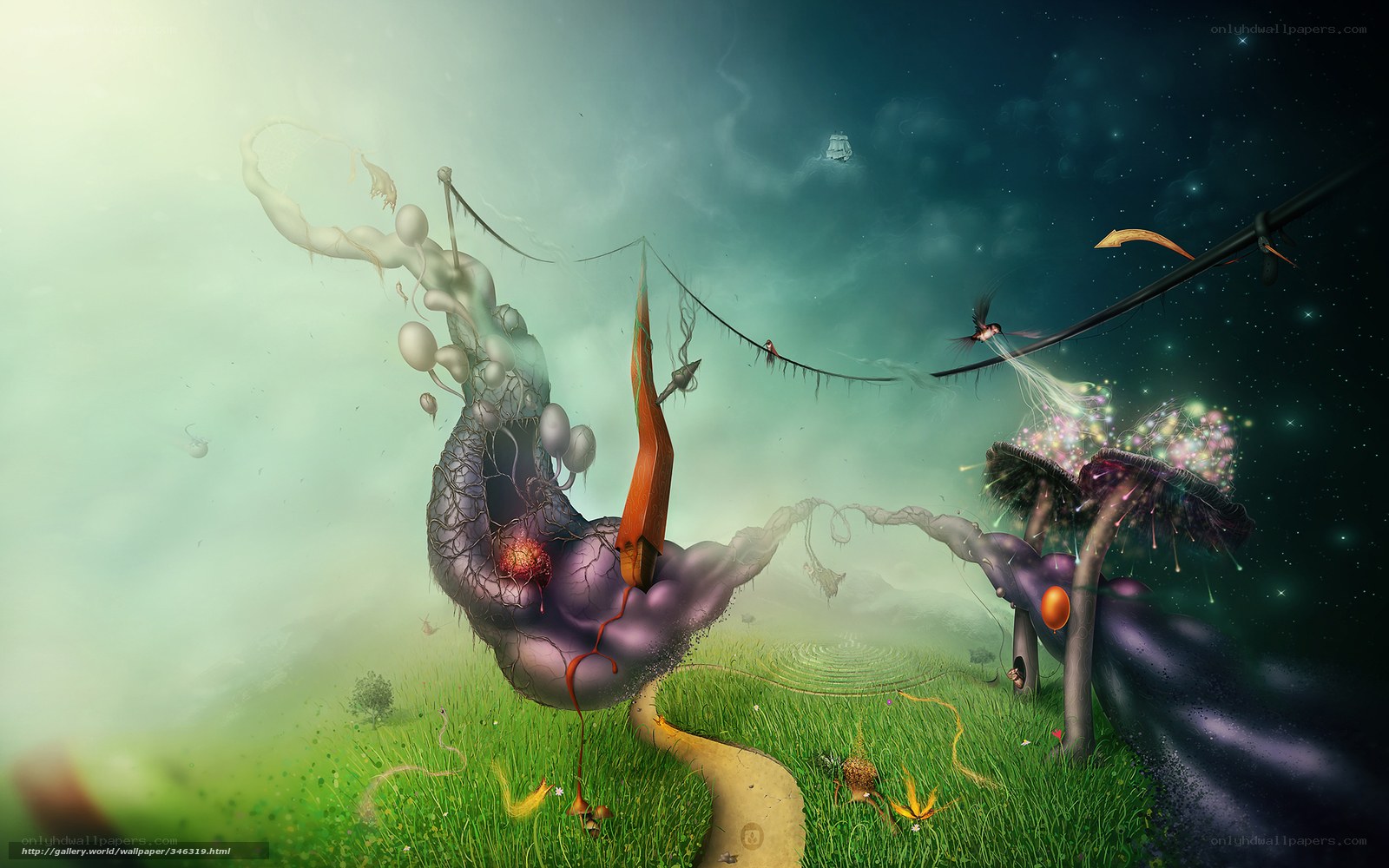 Surreal fantasy landscape