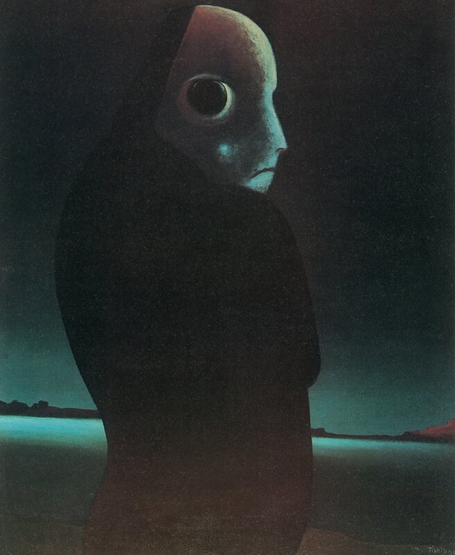 Surreal figure on a shore