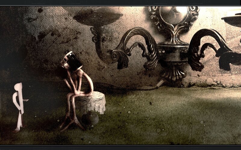Surreal figure with camera