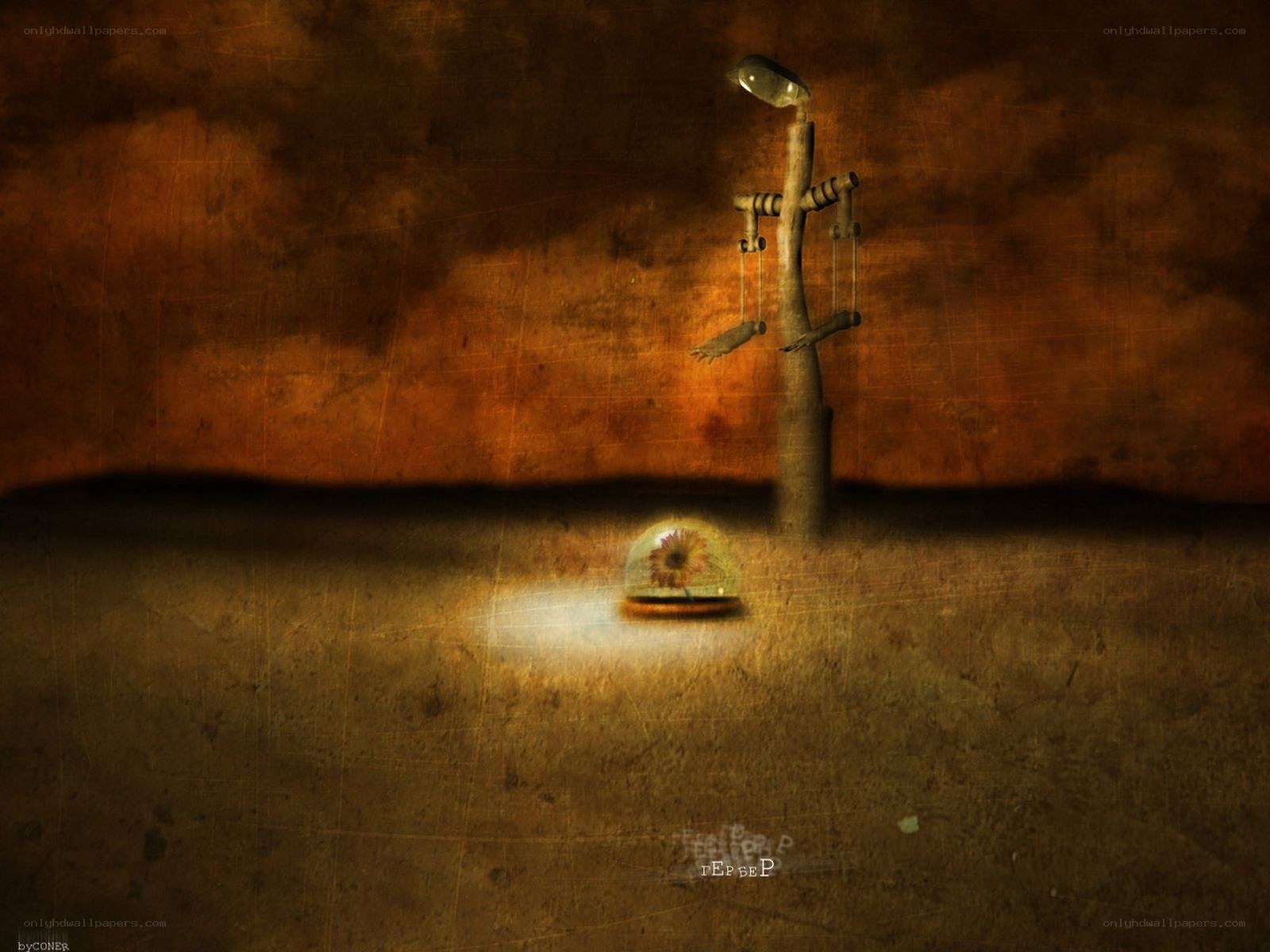 Surreal figure with flower dome