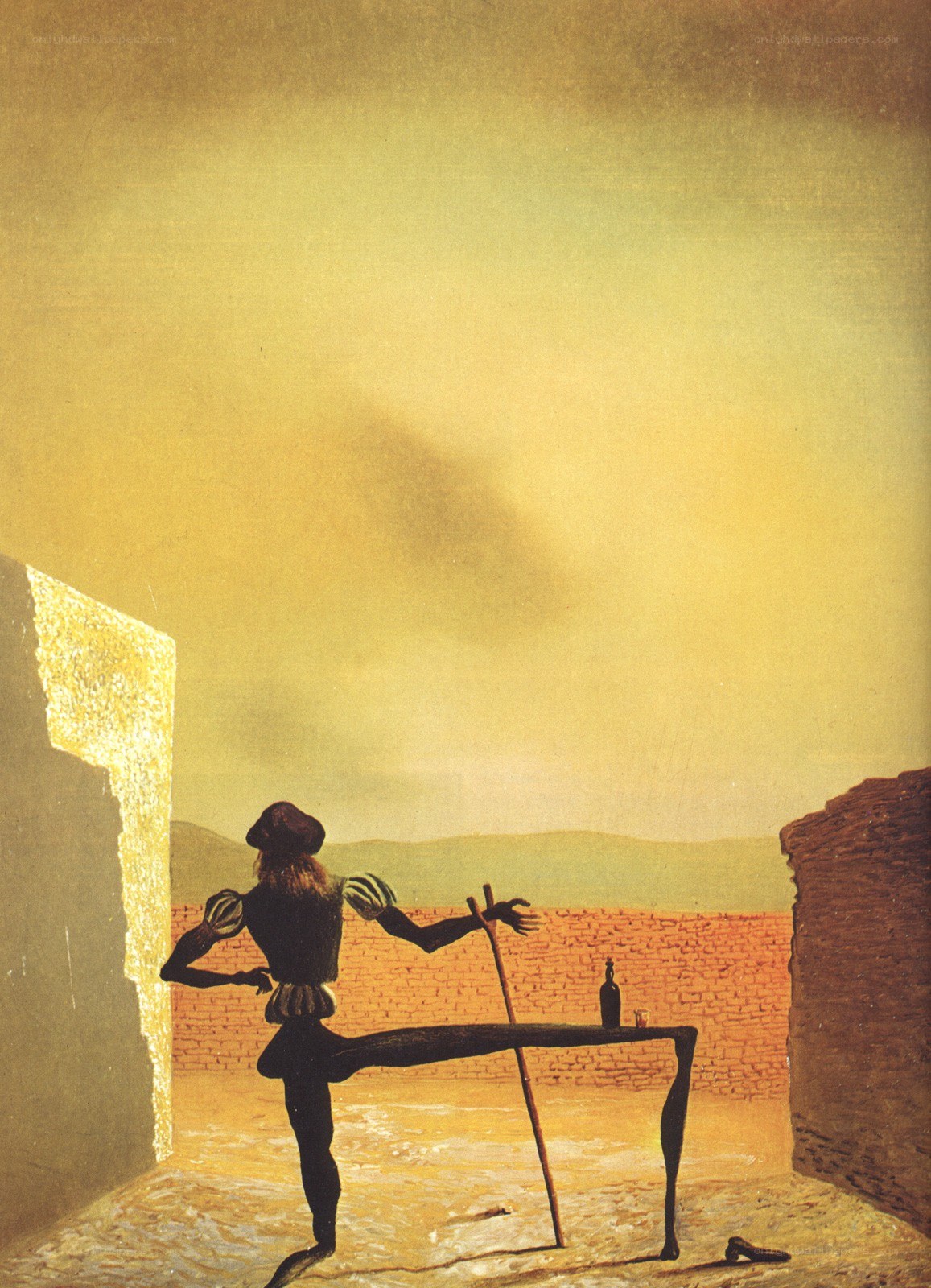 Surreal figure with long legs