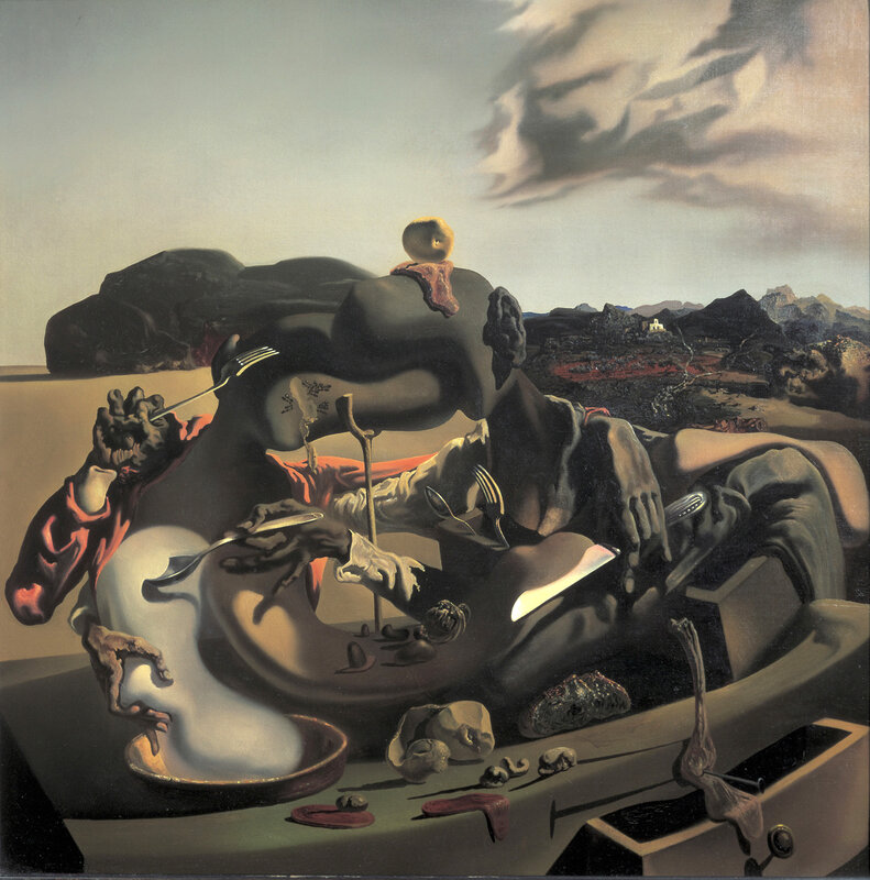 Surreal Figures at Table — Brown