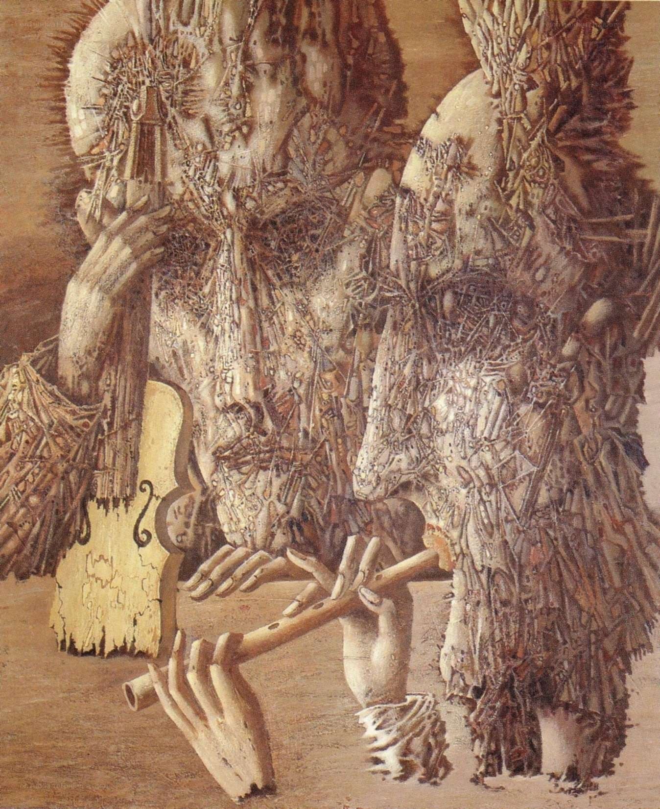 Surreal figures with instruments