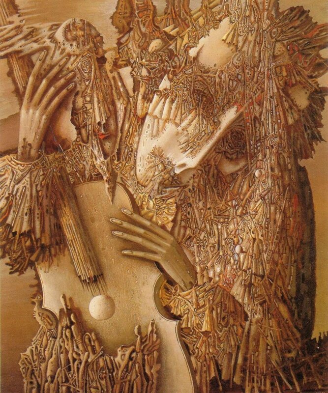 Surreal figures with violin
